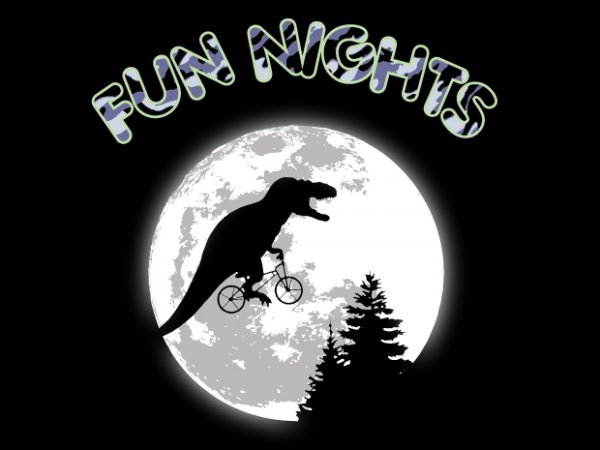 Fun nights t-rex print ready vector t shirt design