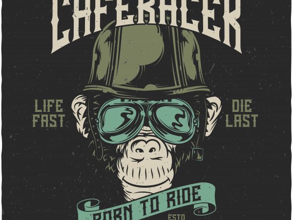 Monkey caferacer vector t-shirt design for commercial use