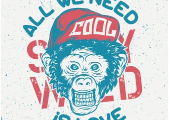 Monkey Cool tshirt design vector