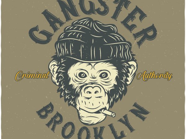 Monkey Gangster t shirt design for purchase