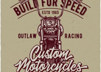 Custom motorcycles vector t shirt design for download