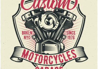 Custom motorcycles print ready vector t shirt design