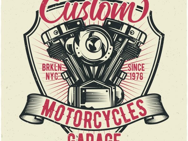 Custom motorcycles print ready vector t shirt design