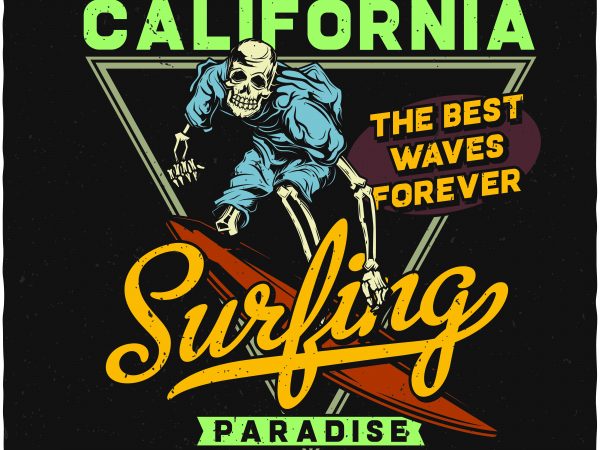 Surfing vector t-shirt design for commercial use