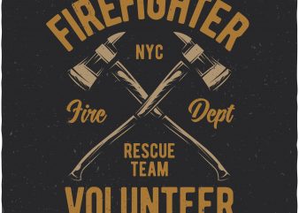 Firefighter volunteer t shirt design for sale