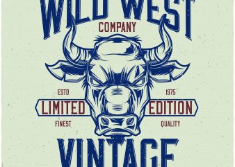 Wild west vintage denim vector t-shirt design template