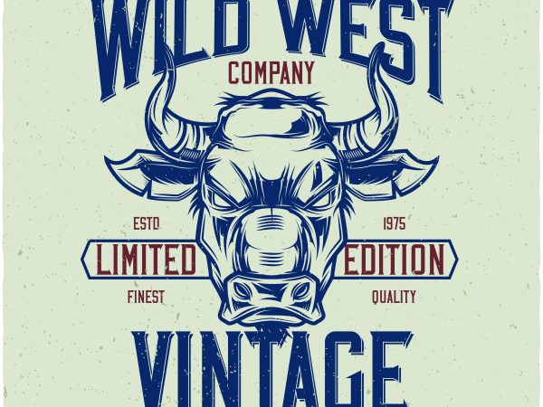 Wild west vintage denim vector t-shirt design template