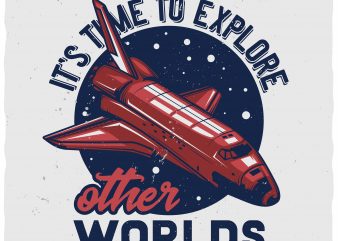 Spaceship vector t-shirt design for commercial use