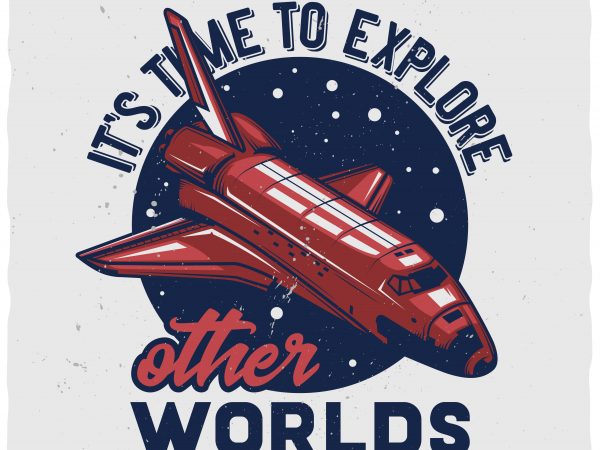 Spaceship vector t-shirt design for commercial use