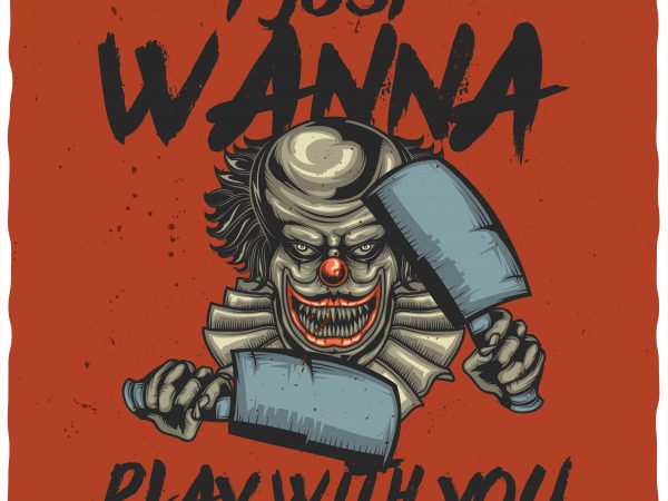 Scary clown design for t shirt
