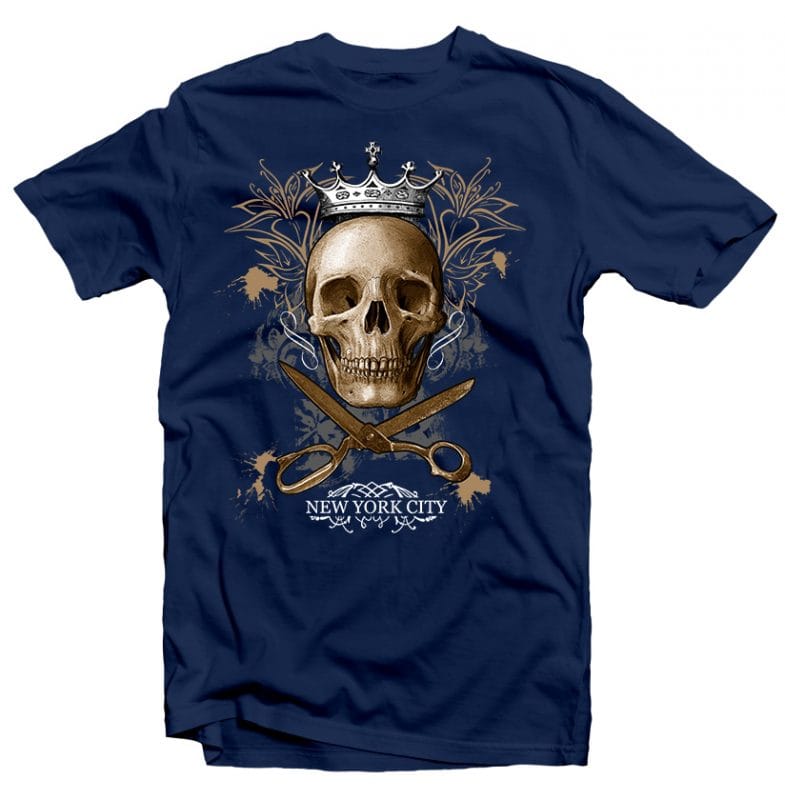 Skull Scsisor New York tshirt designs for merch by amazon