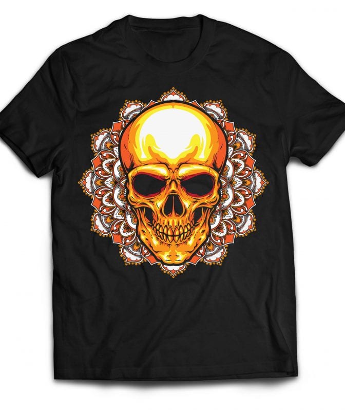 Mandala Skull t shirt designs for sale