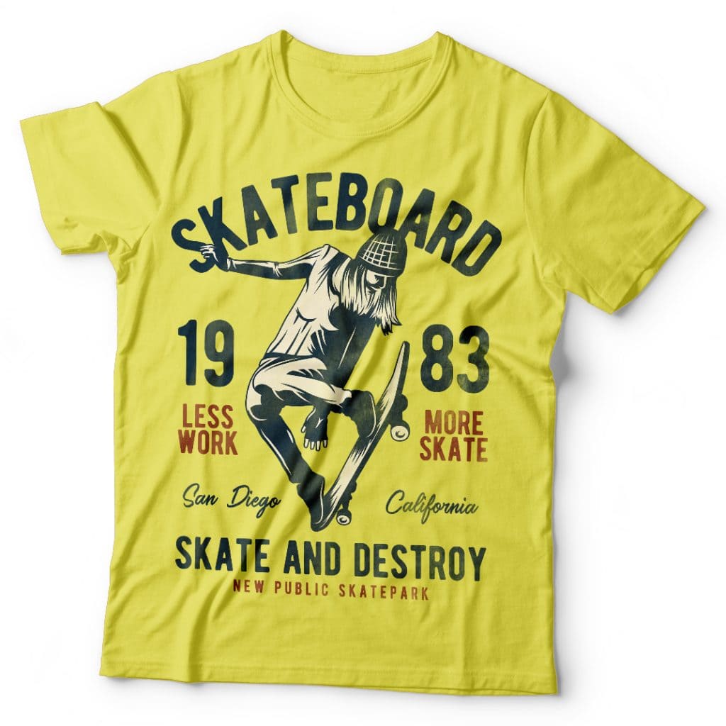 Skateboard t shirt designs for printify