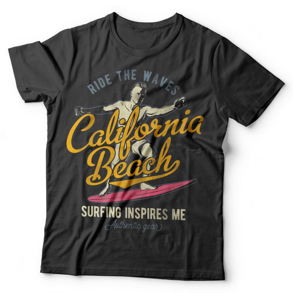 California beach t shirt designs for printify