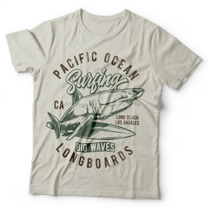 Pacific Ocean surfing tshirt design for sale