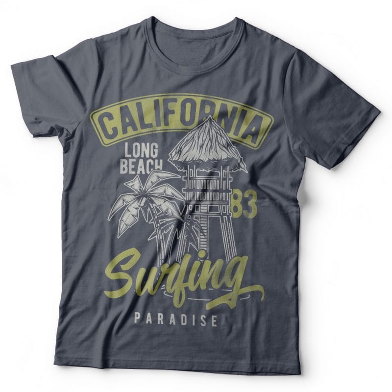 California surfing tshirt design for sale