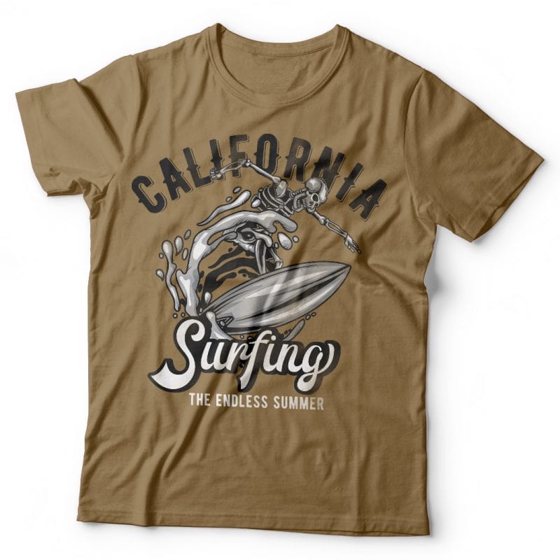 California surfing t-shirt designs for merch by amazon