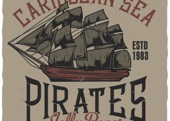 Caribbean pirates commercial use t-shirt design