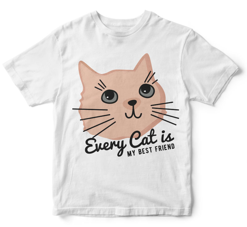 Cat is My Best Friend T-shirt Design t shirt designs for merch teespring and printful
