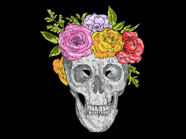 Skull and roses t shirt design for purchase