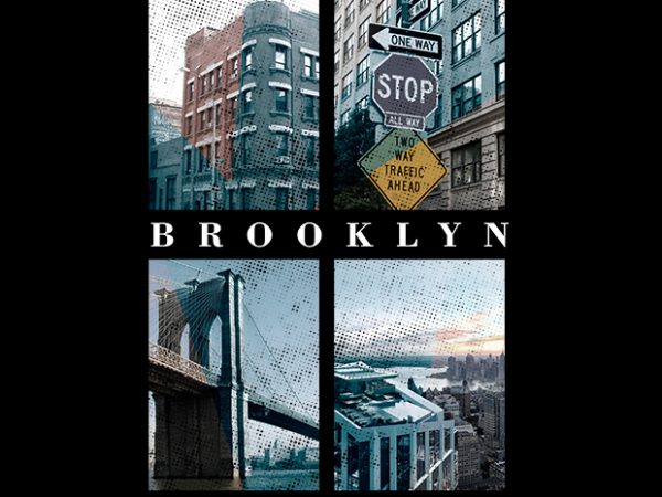 Brooklyn 4 photos t-shirt design for commercial use