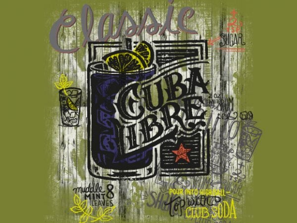 Cuba libre tshirt design vector