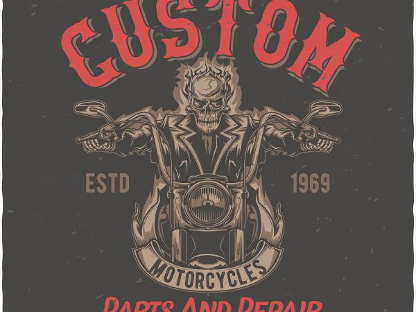 Custom motorcycles t shirt design png