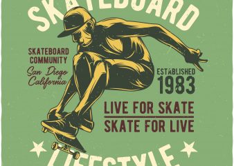 Skateboard lifestyle t shirt design to buy