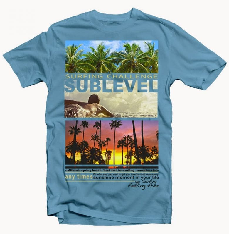 Surfing Challenge tshirt designs for merch by amazon