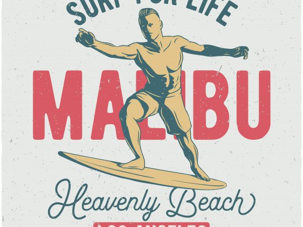 Surf for life print ready vector t shirt design