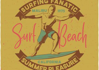 Surf beach print ready shirt design