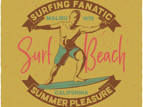 Surf beach print ready shirt design