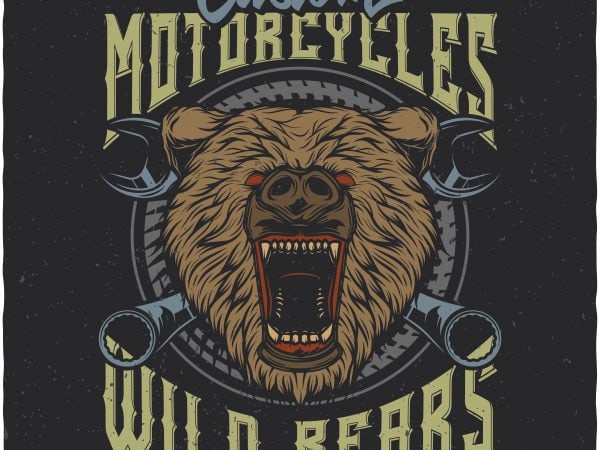 Wild bears motorcycles. vector t-shirt design