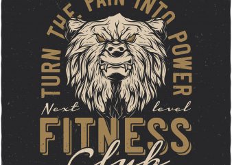 Bears fitness club. Vector t-shirt design