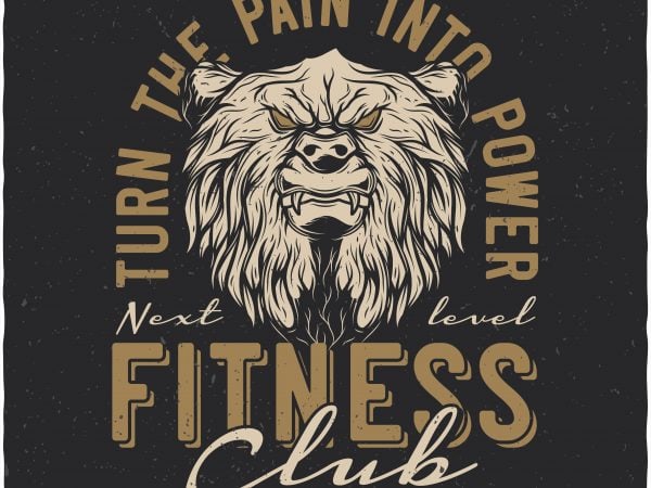 Bears fitness club. vector t-shirt design