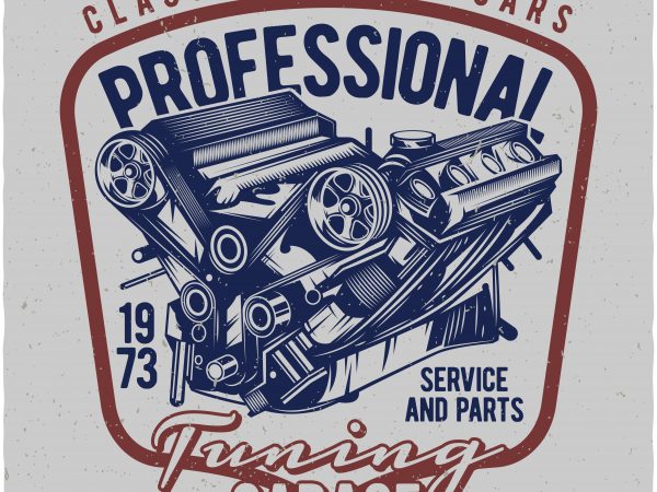 Professional tuning garage. vector t-shirt design