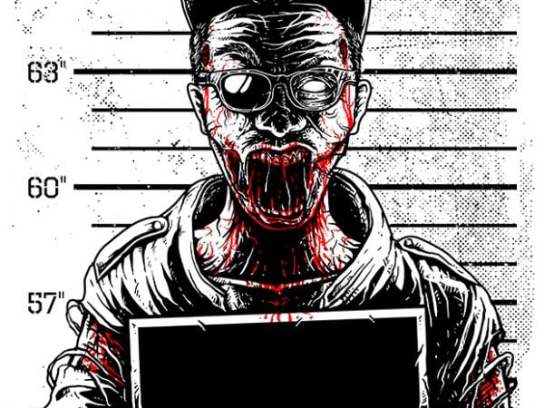 Zombie mugshot t-shirt design png