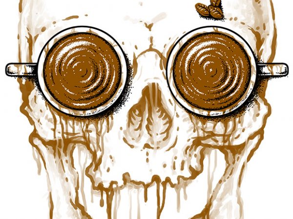Skull coffee t shirt design for download