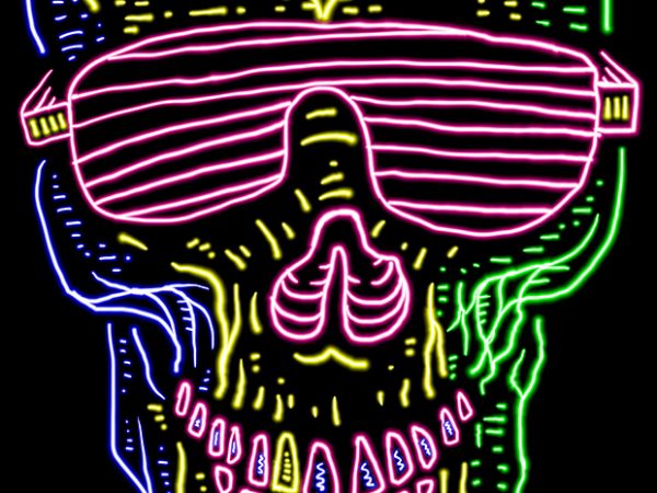 Skull neon t shirt design for purchase