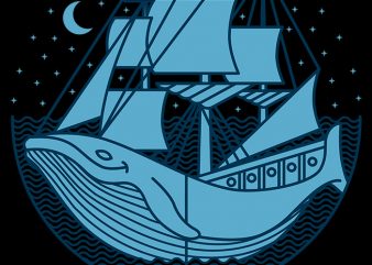 Whaleship vector t-shirt design for commercial use