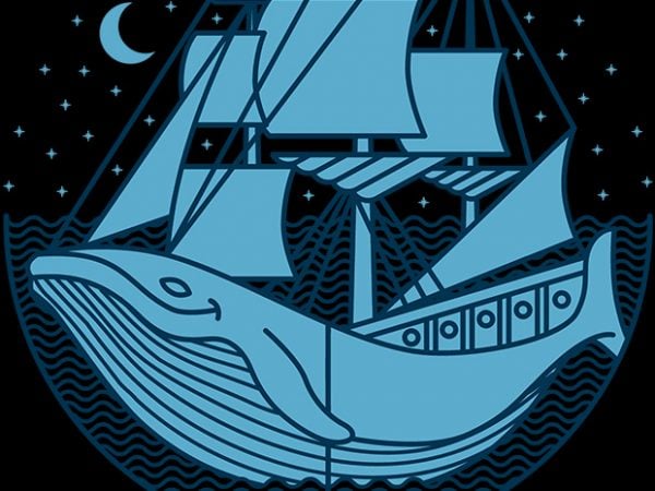 Whaleship vector t-shirt design for commercial use