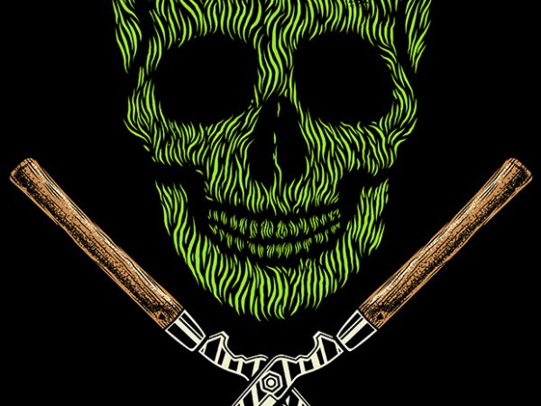 Skull grass graphic t-shirt design