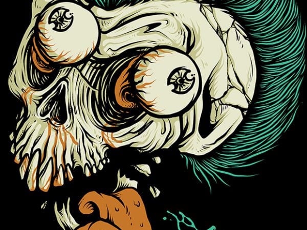 Skull punk style t shirt design for download
