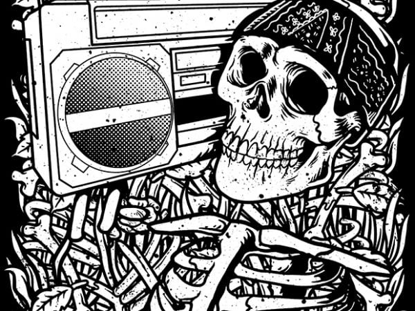 Boombox skull t shirt design png