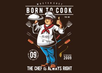 Born To Cook vector t shirt design for download