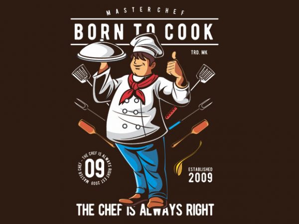 Born to cook vector t shirt design for download