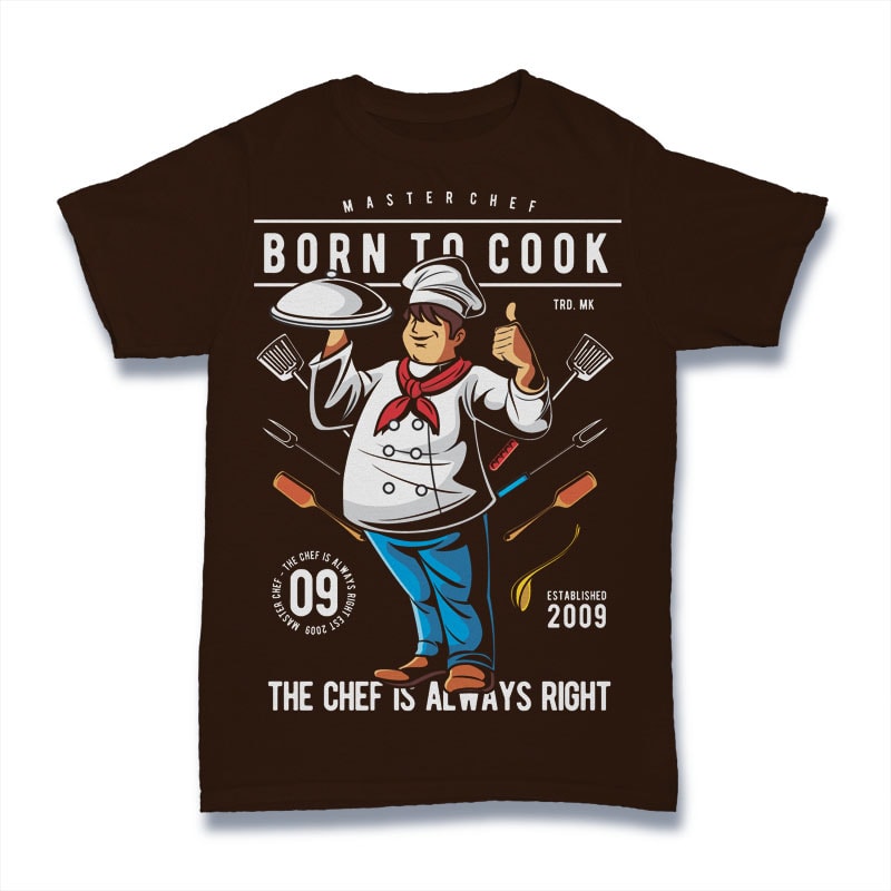 Born To Cook tshirt design for merch by amazon