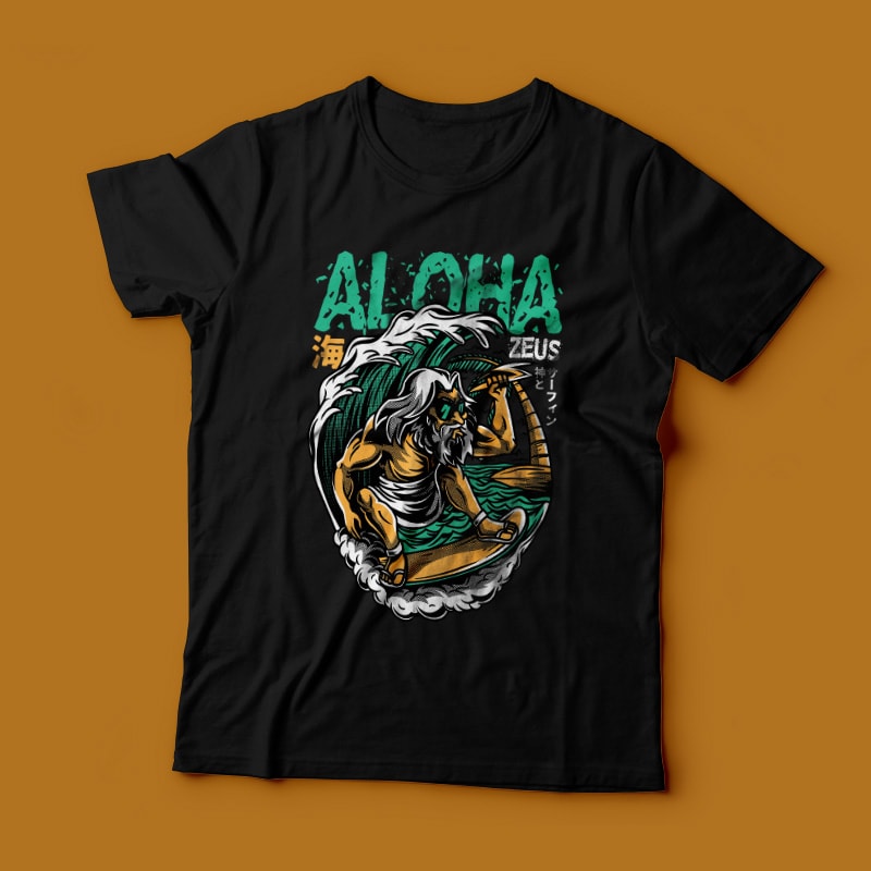 Aloha Zeus commercial use t shirt designs