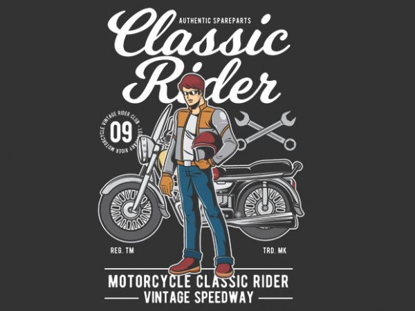 Classic rider vector t shirt design for download Classic rider vector t shirt design for download