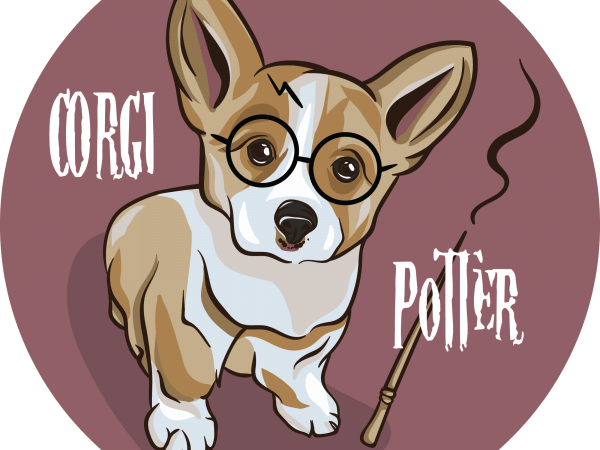 Corgi potter print ready shirt design